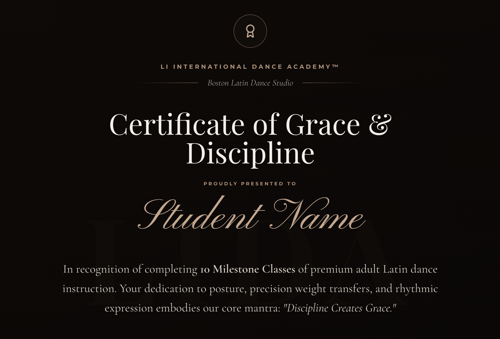 Peiyu Li professional dance teacher qualification certificate